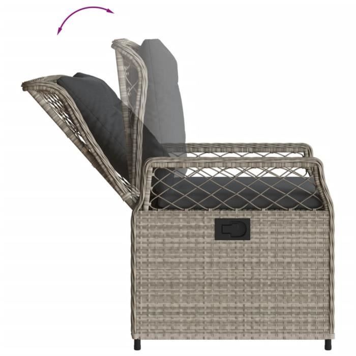 Chaises De Jardin Inclinables En Résine Tressée – Lot De 2, Grises, Avec Coussins Et Dossier Réglable - 8