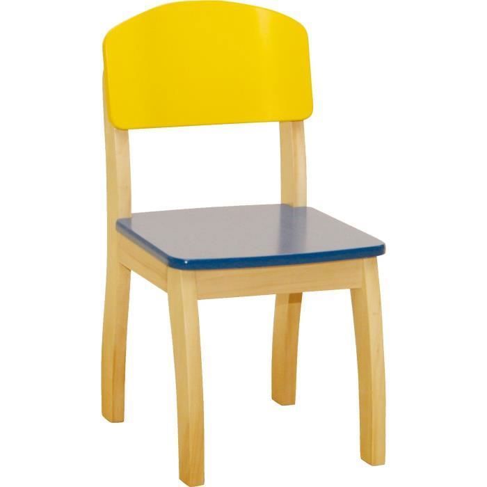 ROBA Chaise Enfant en Bois - Hauteur dassise 31 -5 cm - Jaune /Bleu