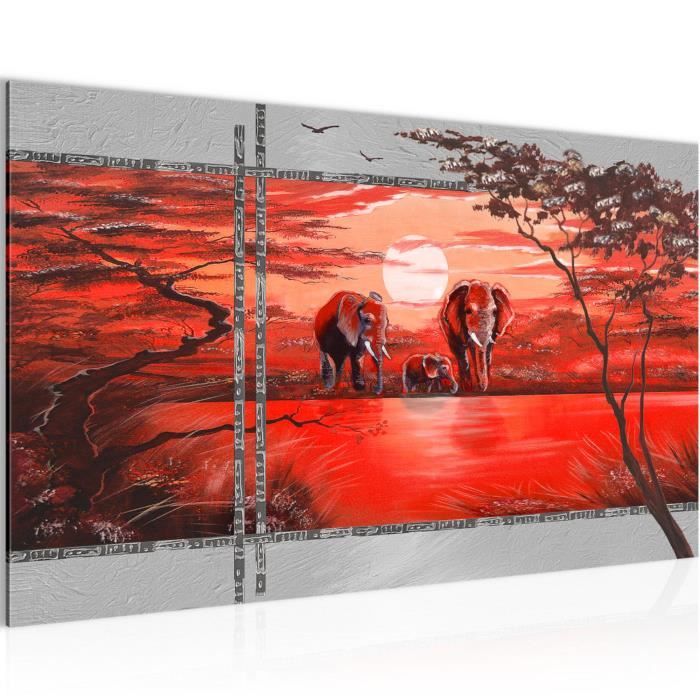 Runa art Tableau Décoration Murale Éléphant d'Afrique 90x30 cm - 3