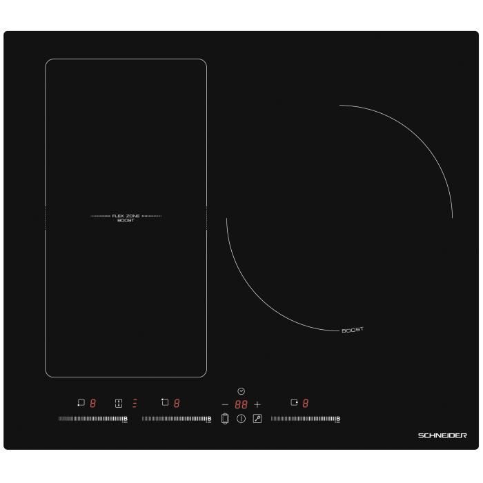 SCHNEIDER SCTI6031N51 Plaque de cuisson induction 3 zones 1 zone flex Touches sensitives Maintien au chaud