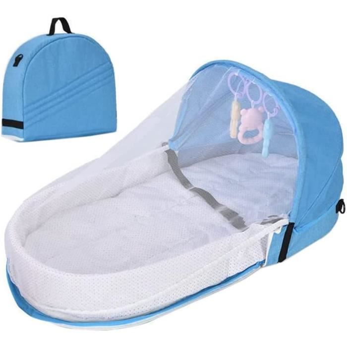 Lit de voyage pour bébé avec moustiquaire et auvent, sac à langer
