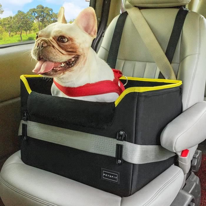 Siège Auto Pour Chien Avec Mousse Mémoire - Pour Chiens Jusqu'à 55 Kg, Lavable, Sécurisé Avec Ceinture