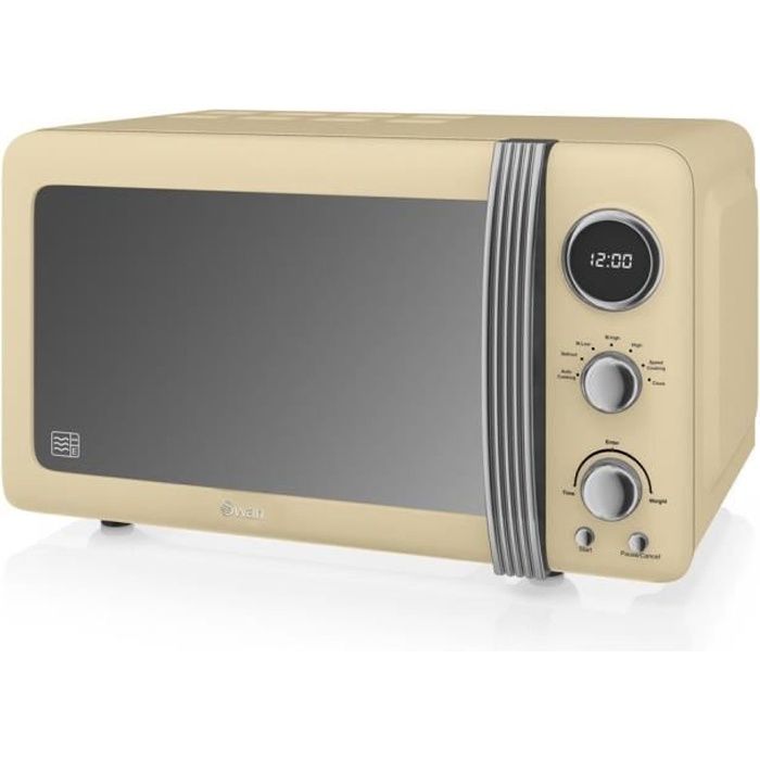 Four micro-ondes combiné - SWAN - 20L - Creme - 800 Watt - 8 fonctions de cuisson automatique - Swan