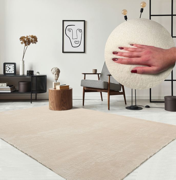 Tapis Moelleux - THE CARPET - Relax - Antidérapant - Lavable - Beige 80x300 cm
