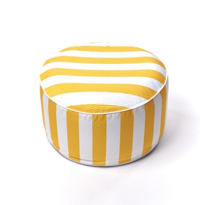 pouf gonflable today - summer stripes jaune - 50x25 cm - extérieur
