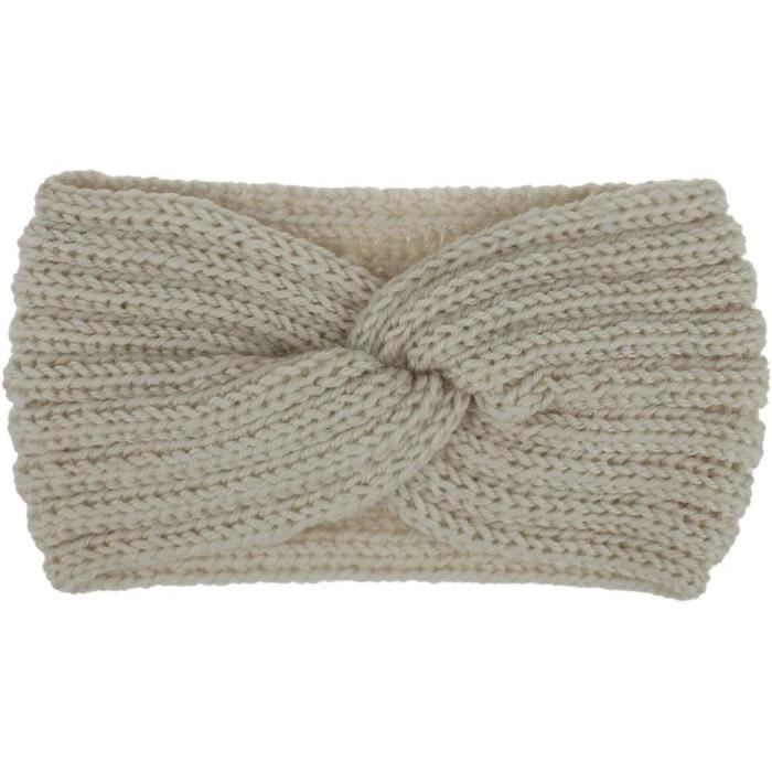 Lot 3 Bandeaux Hiver Femme Tricot - Cache-Oreilles Thermique Perles & Fleurs, Style Turban Élégant