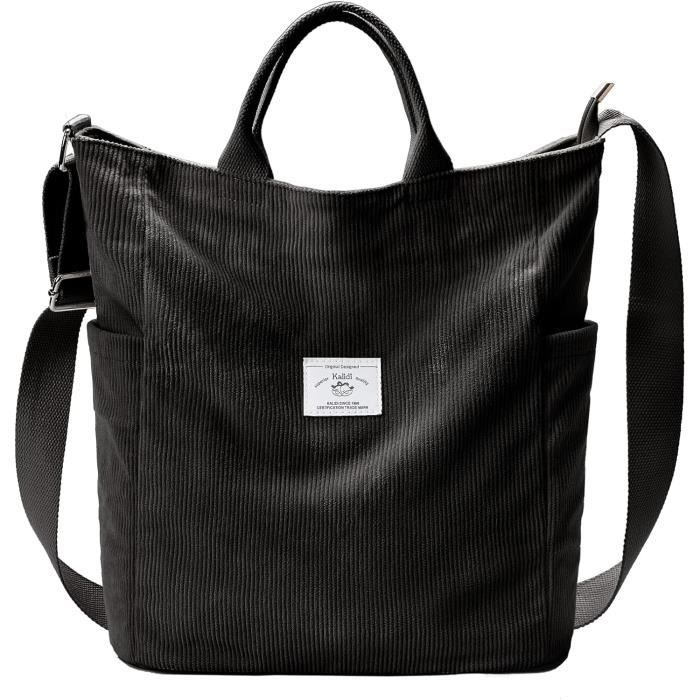 Sac Fourre-tout En Velours Côtelé Pour Femme - Grande Capacité 45x42x12 Cm - Poches Zippées - Idéal Travail, Voyage, Shopping