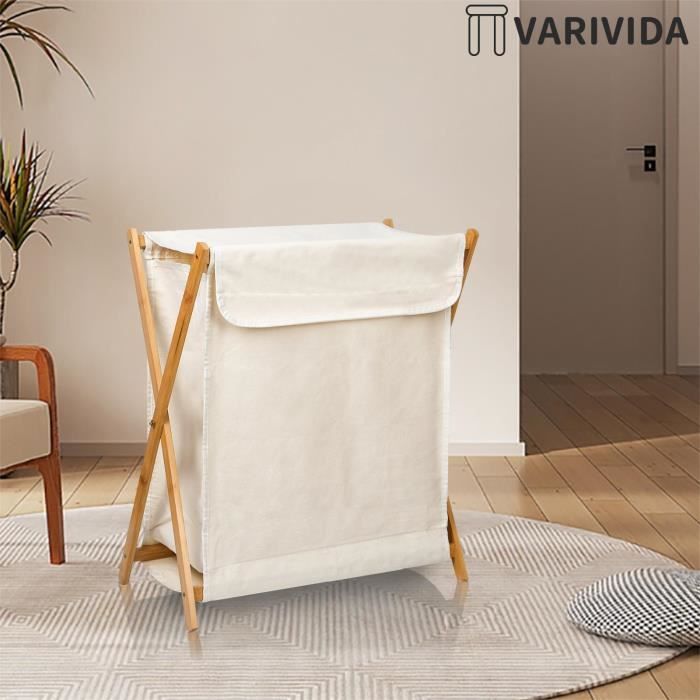 LIWI-Panier à Linge Pliable En Maille Robuste De 75 L Avec Poche Latérale Pour Buanderie, Salle