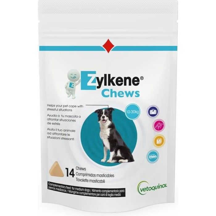 Comparer les prix de VETOQUINOL Complément Zylkène Chew - 225 mg - 14 bouchées - Pour Chien