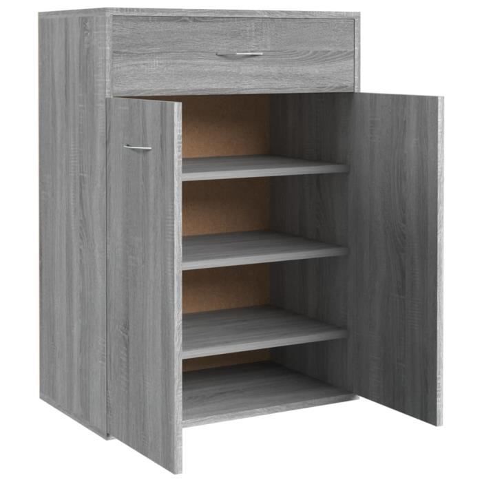 Meuble Bas Rangement Meuble à Chaussures Dalby Vida Designs 90x82x34cm - 2 Portes Et 1 Tiroir - Bois Noir Moderne Rangement Chaussure Porte Meuble Bas Rangement Meuble à Chaussures Dalby Vida Designs 90x82x34cm - 2 Portes Et 1 Tiroir - Bois Noir Moderne Rangement Chaussure Porte