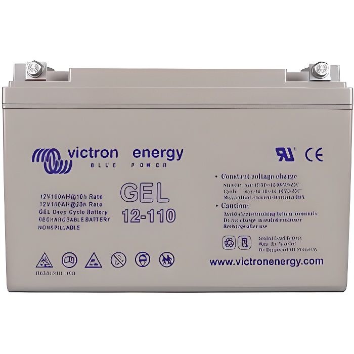 Batterie - VICTRON ENERGY - GEL 110 Ah 12V - Technologie GEL - 10 à 20% plus performante que les batteries AGM
