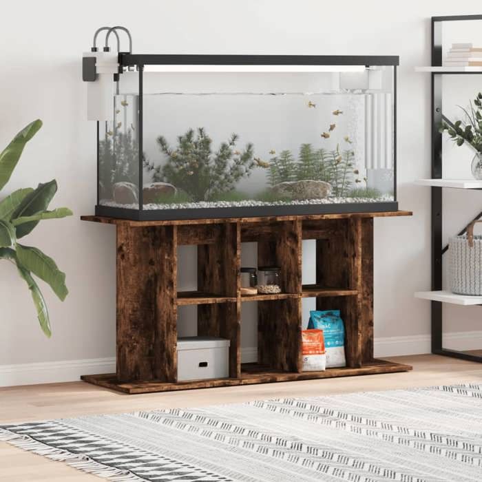 vidaXL Support aquarium bois d'ingénierie chêne fumé - vue 3
