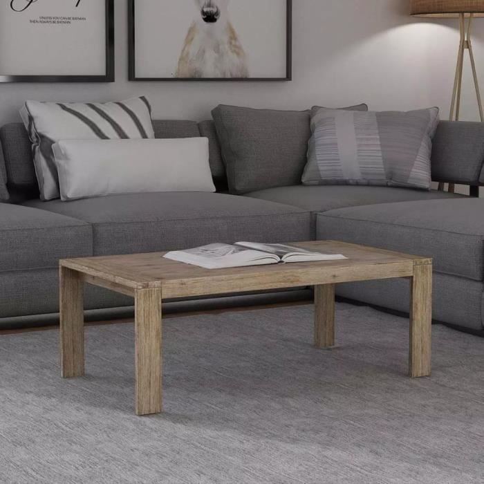 VidaXL Table basse Bois d'acacia massif brossé 110 x 60 x 40 cm