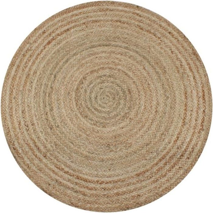 vidaXL Tapis Jute tressé 90 cm rond