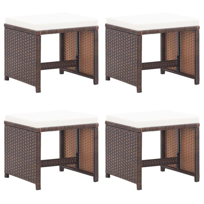 vidaXL 4x Tabourets de Jardin avec Coussins Repose pieds de Patio Tabourets de Terrasse Repose pieds d'Extérieur Résine 316778