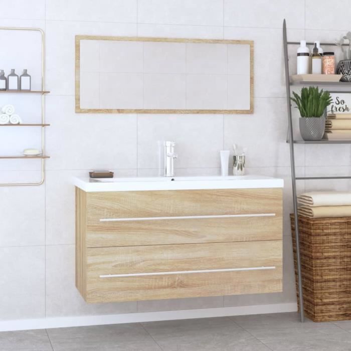 3152850 vidaXL Ensemble de meubles de salle de bain 3 pcs Chêne sonoma