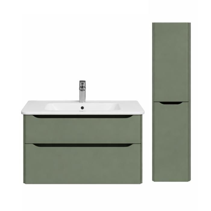Meuble vasque suspendu VITRA Sento Round 120cm Vert mat + Colonne version droite Meuble vasque suspendu VITRA Sento Round 120cm Vert mat + Colonne version droite