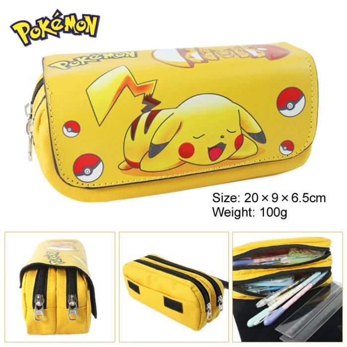 Pokémon Pikachu Grande Capacité Crayon Trousse Pochette Porte-crayons Pochette de Rangement pour Milieu Ecole Bureau College Girl Adulte Grande Capacité 22x11x4.5cm Pikachu-2 