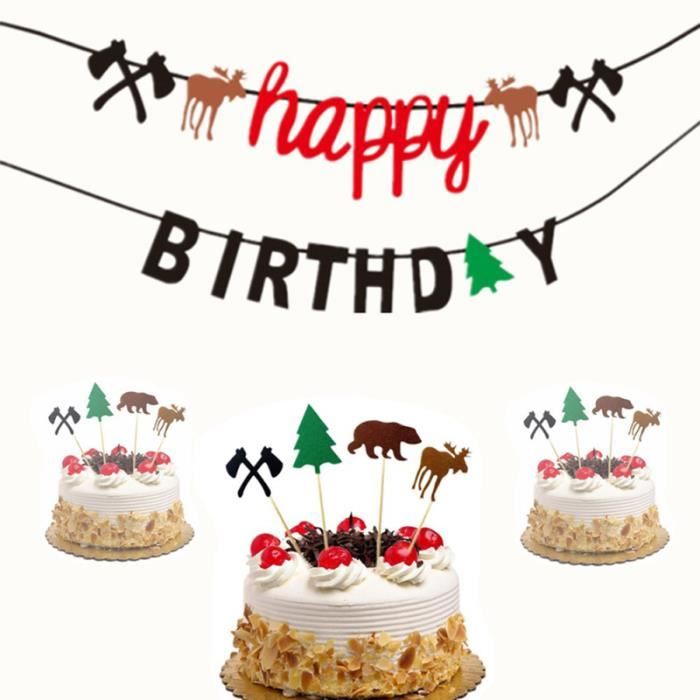 Bucheron Fete D Anniversaire Drapeau Banniere Cake Topper Set Decoratif Banderole Banniere Guirlande Hors Noel Achat Vente Banderole Banniere Prolongation Soldes Cdiscount