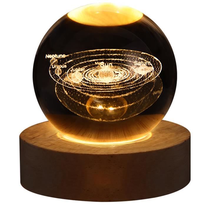 boule de cristal lumineuse décoration de chambre lampe de lune, petite veilleuse, cadeau d'anniversaire d'astronomie n°2