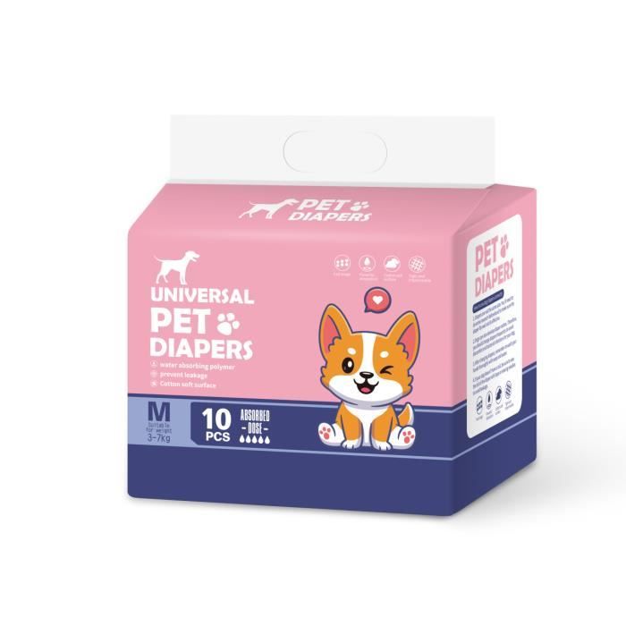 Meilleurs prix pour Couches Chien Couches Femelles de Formation de Chiot Femelle jetables Super Absorbant Wraps pour Animaux de Compagnie 10 Pack, M