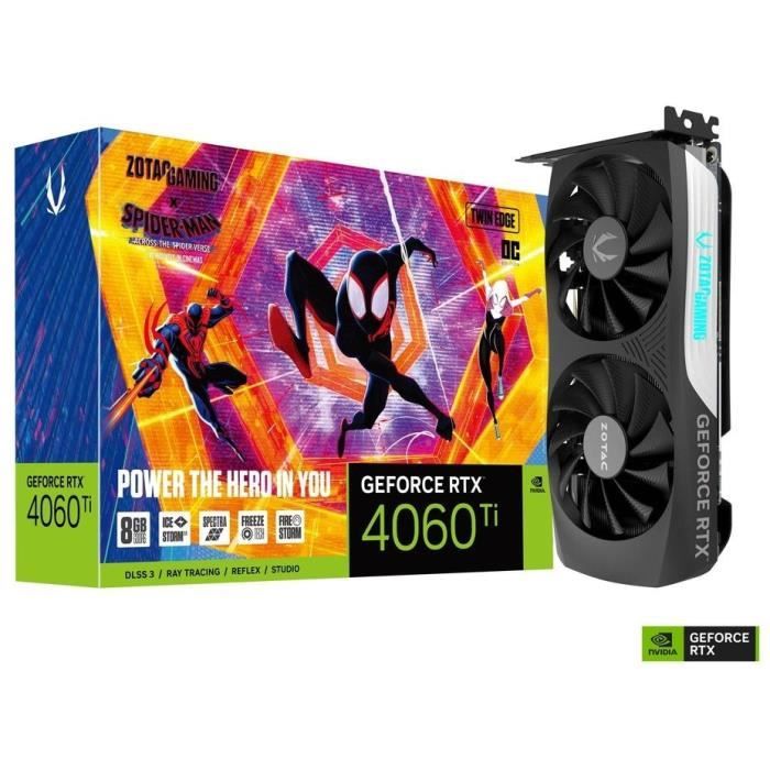 ZOTAC - Carte Graphique - Nvidia GeForce RTX 4060 Ti Twin Edge OC Spider-Man Bundle 8Go