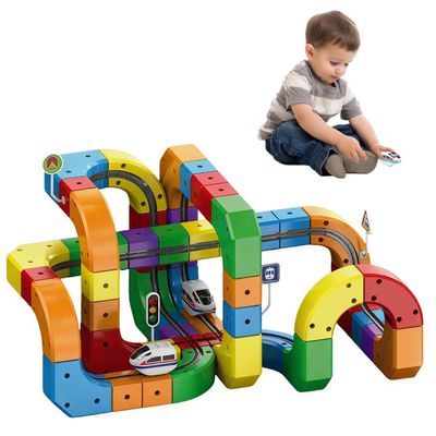 Circuit De Train électrique Magnétique 123 Pièces - Jeu De Construction Flexible Défiant La Gravité