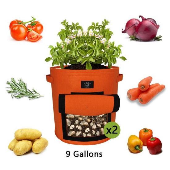 Riisoyu 3 Pièces Sacs De Plantation 20L - Pots De Culture Tomates Pommes De Terre Fraises En Tissu Non Tissé