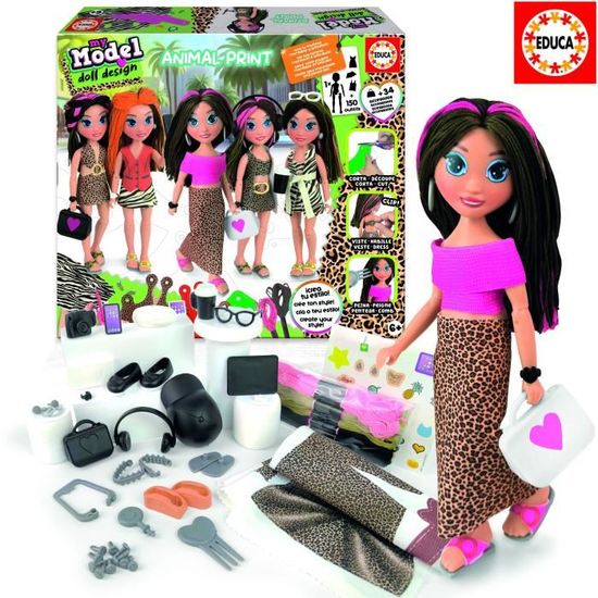 Educa - My Model Doll Design Fashion Atelier, Bambola articolata per creare più di 300 incredibili look diversi, pettina, taglia il tessuto e vestirlo. Include manichino e armadio (19350