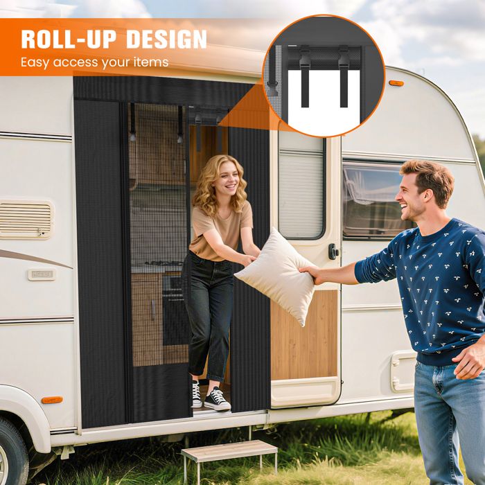 ZATOOTO Moustiquaire Fermeture Éclair Pour VW T5 T6 Pour Porte Coulissante, Moustiquaire Van Aménagé Avec Magnétisme Pour Latérale, Protection Solaire, Les Voyages En Camping (Porte Latérale