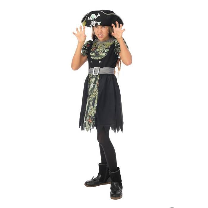 Costume Pirata Bambina Rosa Jadeo: Vestito Con Gonna A Righe E Bandana, Taglia M (7-9 Anni) - 2