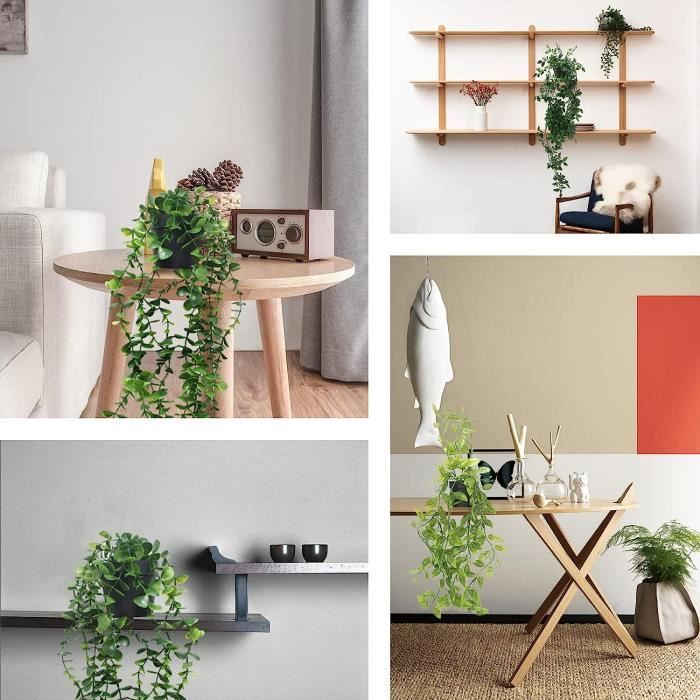 2 Plantes Artificielles Tombantes En Pot - Lierre Artificiel 65cm, Fausses Plantes Vertes | Décoration Intérieur Balcon, Cuisine, Bureau