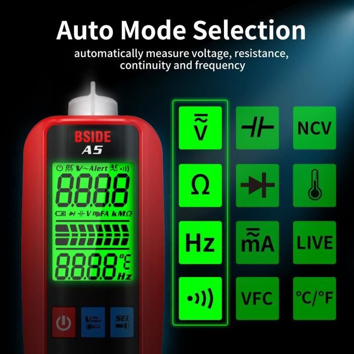 A5 Smart Multimètre numérique Entièrement automatique Voltmètre  Anti-combustion Testeur électrique professionnel