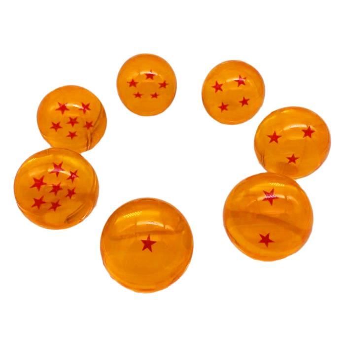 Set De 7 Boules De Dragon DBZ – étoiles 1 à 7, Base Transparente + 2 Figurines – Collection 3,5 Cm (PVC)