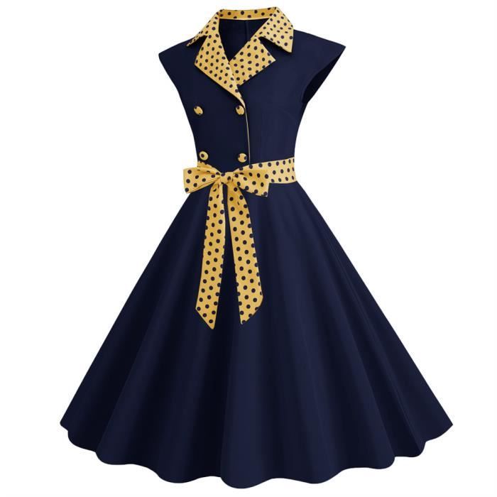 Robe Vintage Retro Annees 1950 50 60 Style Casual Habillee Cyan Clair Femmes Cyan clair Cdiscount Pret a Porter