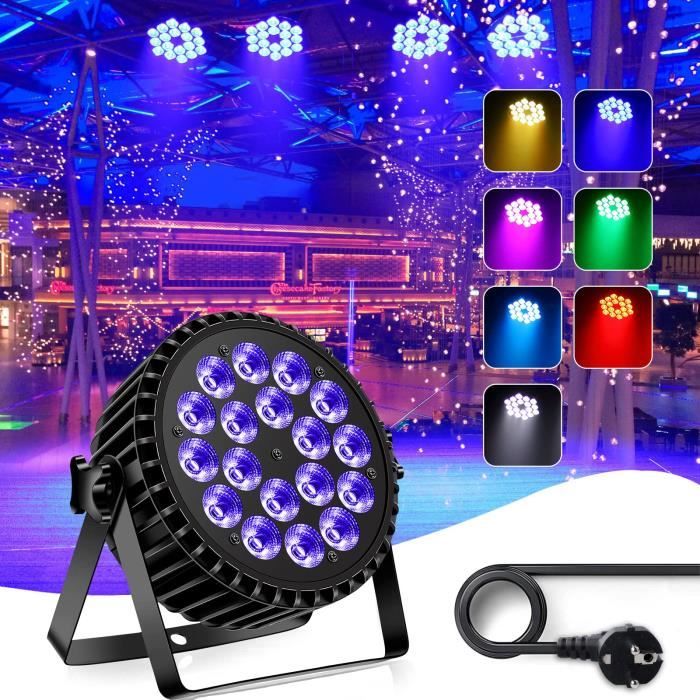 UV Lumiere Noire, 18x10W LED Stage Light 4 en 1 RGBW Stage Lighting  Spotlight Par Projecteur pour fête Dj Disco Wedding