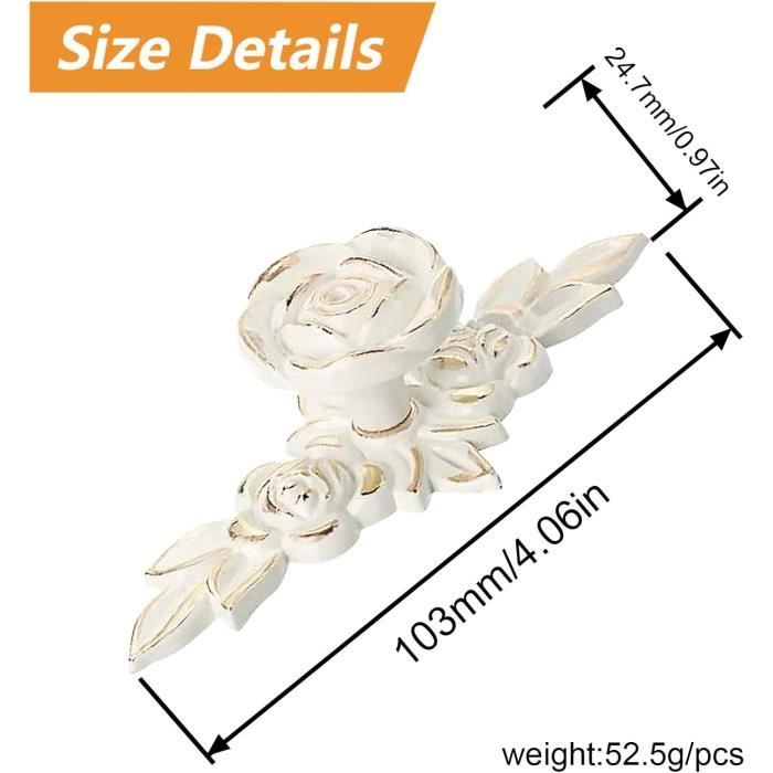 Lot De 4 Poignées D'armoire Vintage - Branche En Alliage De Zinc - Double Trou 96 Mm - Doré