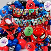 Décoration Anniversaire Spider-Man - Kit Complet Avec Bannière, Toile De Fond, Inserts Gâteau, Ballons
