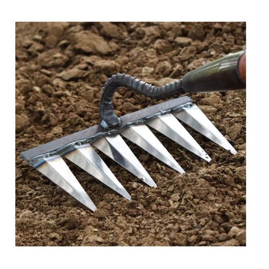 Rateau De Jardin 6 Dents En Métal Très Résistant - Rateau De Désherbage Multifonction Pour Gazon Et Sol
