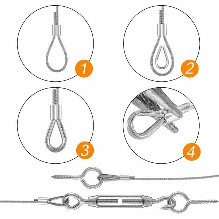 Lot de 5 tendeurs de fil réglables en acier inoxydable - Double