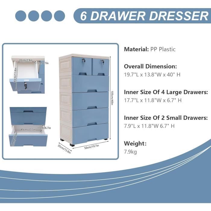 Armoire De Classement Verrouillable 50 X 35 X 102 Cm Commode Avec 6 ...