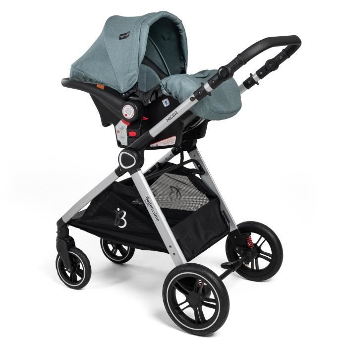 BEBELISSIMO - Poussette combinée trio 3 en 1 - siège auto 0m - nacelle -  dès la naissance - jusqu'à 22kg - Nicea - vert - Cdiscount Puériculture &  Eveil bébé