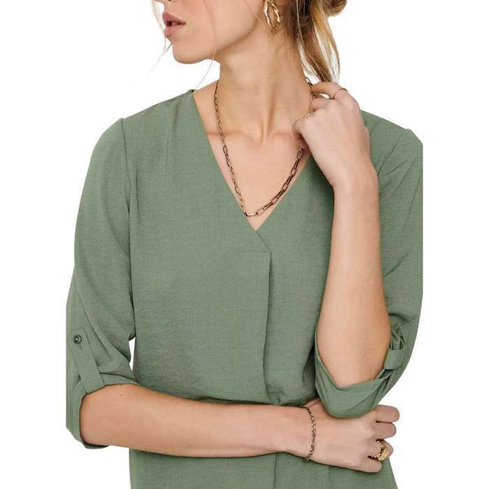 Blouse Légère Le Singe De Julie Verte à Fleurs - Taille 38, Manches 3/4, Col V