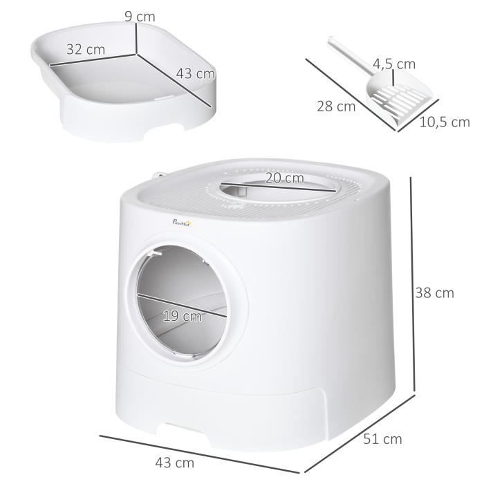 Soldes Pawhut Maison de toilette pour chat 3 niveaux 60 x 45 x 103 cm  (D31-068V00AK) 2024 au meilleur prix sur