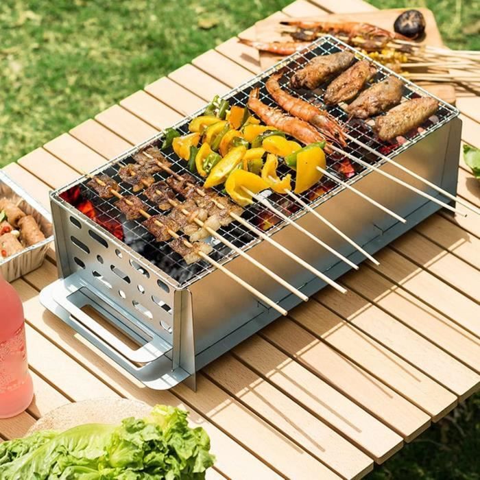 Barbecue Pliable AGM En Acier Inoxydable – Taille M, 5 à 7 Personnes, Idéal Camping, Jardin Et Pique-nique