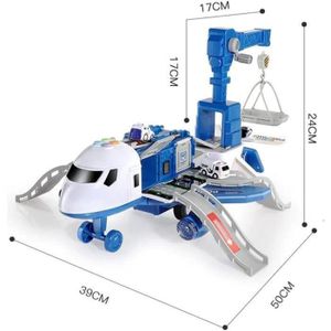 Coffret Jouet Avion De Transport Avec 5 Voitures, Hélicoptère Et 11 Panneaux De Signalisation – Jeu éducatif Parent-enfant Dès 3 Ans – Matériau ABS Résistant