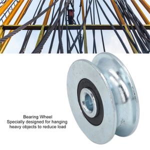 Roue à Rainure en U, Roue à Rainure de Type U, Poulie de Roue à Rainure en Acier Inoxydable pour Rail de Câble Métallique de Chariot Industriel de Porte Coulissante, Diamètre de