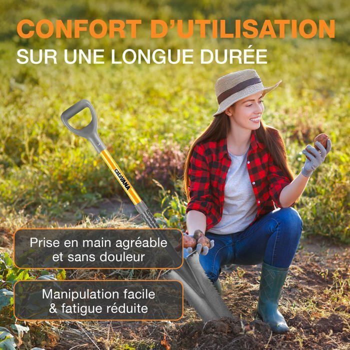 Pelle De Drainage KOTARBAU 380 X 147 Mm – Lame Acier Étroit Longue Pour Transplantation, Tranchées & Manche 38 Mm Bois Hêtre