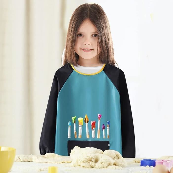Tablier Manches Longues école Blouse Peinture Enfants Augesak - Manches Longues Avec Poche 7-11 Ans Activité Artistique Enfant