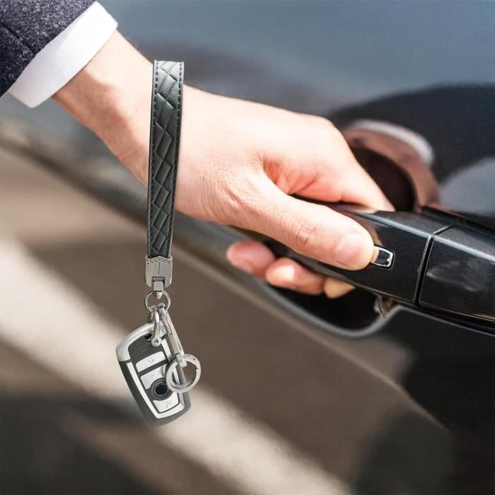 Porte-Clés Voiture En Cuir Véritable Avec Anneau D - Anti-Perte - 2 Porte-Clés + Tournevis - Bleu